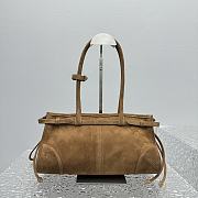 Fortok Prada Medium Suede Handbag Brown 6971 32x15x13cm - 3