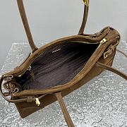 Fortok Prada Medium Suede Handbag Brown 6971 32x15x13cm - 5