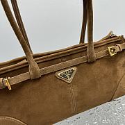 Fortok Prada Medium Suede Handbag Brown 6971 32x15x13cm - 6