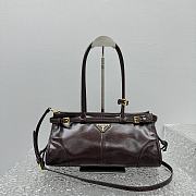 Fortok Prada Dark Brown Medium Leather Handbag 6971 32x15x13cm - 1