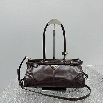 Fortok Prada Dark Brown Medium Leather Handbag 6971 32x15x13cm