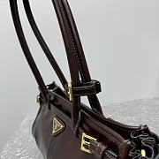Fortok Prada Dark Brown Medium Leather Handbag 6971 32x15x13cm - 2
