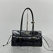 Fortok Prada Medium Leather Shoulder Bag Black 6974 31x19x14cm - 1