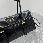 Fortok Prada Medium Leather Shoulder Bag Black 6974 31x19x14cm - 6