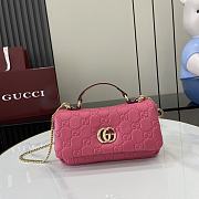 Fortok Gucci GG Milano Mini Top Handle Bag Pink GG Puffy Leather 806017 21x12.5x4.6cm - 1