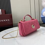 Fortok Gucci GG Milano Mini Top Handle Bag Pink GG Puffy Leather 806017 21x12.5x4.6cm - 6