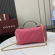 Fortok Gucci GG Milano Mini Top Handle Bag Pink GG Puffy Leather 806017 21x12.5x4.6cm - 3