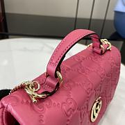 Fortok Gucci GG Milano Mini Top Handle Bag Pink GG Puffy Leather 806017 21x12.5x4.6cm - 4
