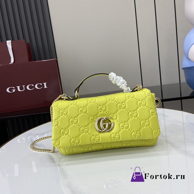 Fortok Gucci GG Milano Mini Top Handle Bag Bright Green GG Puffy Leather 806017 21x12.5x4.6cm - 1