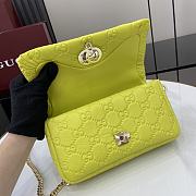 Fortok Gucci GG Milano Mini Top Handle Bag Bright Green GG Puffy Leather 806017 21x12.5x4.6cm - 3