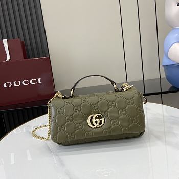 Fortok Gucci GG Milano Mini Top Handle Bag Green GG Puffy Leather 806017 21x12.5x4.6cm