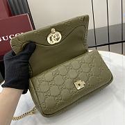 Fortok Gucci GG Milano Mini Top Handle Bag Green GG Puffy Leather 806017 21x12.5x4.6cm - 5