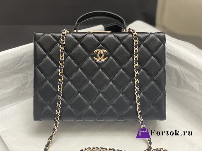 Fortok Chanel 24K Box Bag Black AS5168 15×22×7.5cm - 1