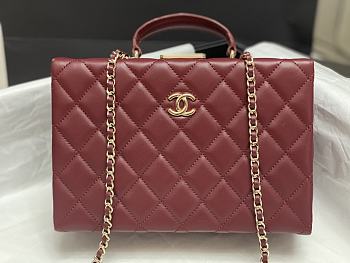Fortok Chanel 24K Box Bag Burgundy AS5168 15×22×7.5cm