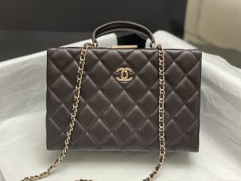 Fortok Chanel 24K Box Bag Dark Brown AS5168 15×22×7.5cm