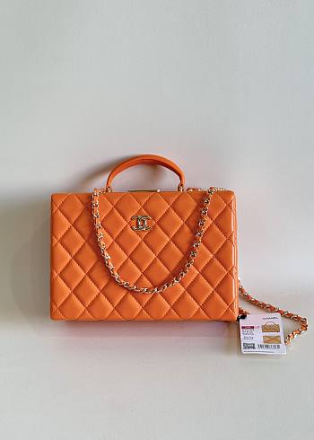 Fortok Chanel 24K Box Bag Dark Orange AS5168 15×22×7.5cm