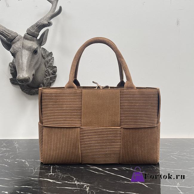 Fortok Bottega Veneta Arco Suede Tote Bag Brown 8001 34x13x21cm - 1