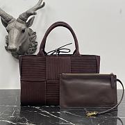 Fortok Bottega Veneta Arco Suede Tote Bag Dark Brown 8001 34x13x21cm - 4