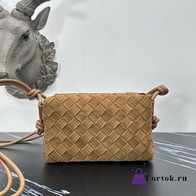 Fortok Bottega Veneta Loop Suede Shoulder Bag Brown 6009 17x10x6cm - 1