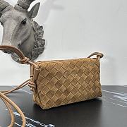 Fortok Bottega Veneta Loop Suede Shoulder Bag Brown 6009 17x10x6cm - 3