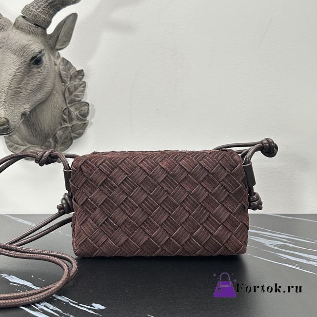 Fortok Bottega Veneta Loop Suede Shoulder Bag Dark Brown 6009 17x10x6cm - 1