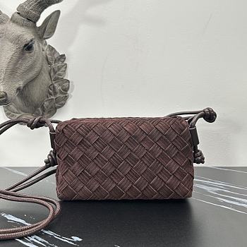 Fortok Bottega Veneta Loop Suede Shoulder Bag Dark Brown 6009 17x10x6cm