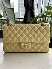 Fortok Chanel Classic Flap Bag Yellow Caviar Leather Gold/Silver Hardware 01112 25cm - 1