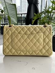 Fortok Chanel Classic Flap Bag Yellow Caviar Leather Gold/Silver Hardware 01112 25cm - 5