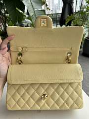 Fortok Chanel Classic Flap Bag Yellow Caviar Leather Gold/Silver Hardware 01112 25cm - 4
