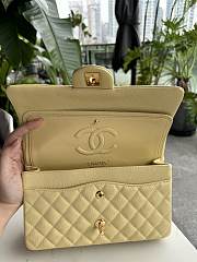 Fortok Chanel Classic Flap Bag Yellow Caviar Leather Gold/Silver Hardware 01112 25cm - 2