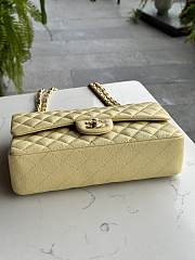 Fortok Chanel Classic Flap Bag Yellow Caviar Leather Gold/Silver Hardware 01112 25cm - 3