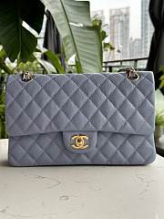 Fortok Chanel Classic Flap Bag Grey Caviar Leather Gold/Silver Hardware 01112 25cm - 1