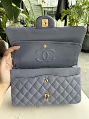 Fortok Chanel Classic Flap Bag Grey Caviar Leather Gold/Silver Hardware 01112 25cm - 5