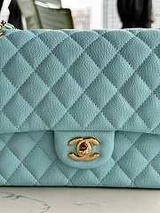 Fortok Chanel Classic Flap Bag Blue Caviar Leather Gold/Silver Hardware 01112 25cm - 6
