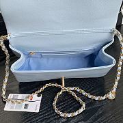 Fortok Chanel 24K Small Flap Bag Grain Shiny Calfskin Blue AS5186 15×23×8cm - 3