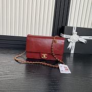 Fortok Chanel 24K Small Flap Bag Grain Shiny Calfskin Red AS5186 15×23×8cm - 1