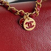 Fortok Chanel 24K Small Flap Bag Grain Shiny Calfskin Red AS5186 15×23×8cm - 5