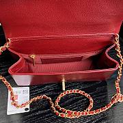Fortok Chanel 24K Small Flap Bag Grain Shiny Calfskin Red AS5186 15×23×8cm - 6