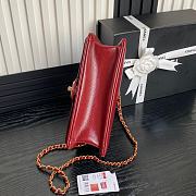 Fortok Chanel 24K Small Flap Bag Grain Shiny Calfskin Red AS5186 15×23×8cm - 3
