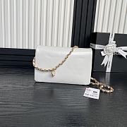 Fortok Chanel 24K Small Flap Bag Grain Shiny Calfskin White AS5186 15×23×8cm - 4