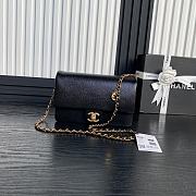 Fortok Chanel 24K Small Flap Bag Grain Shiny Calfskin Black AS5186 15×23×8cm - 1