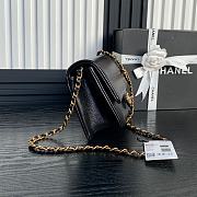 Fortok Chanel 24K Small Flap Bag Grain Shiny Calfskin Black AS5186 15×23×8cm - 4