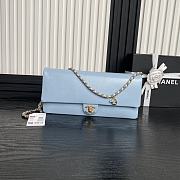 Fortok Chanel 24K Small Flap Bag Grain Shiny Calfskin Blue AS5182 15.5x32.5x5cm - 1