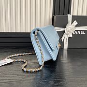 Fortok Chanel 24K Small Flap Bag Grain Shiny Calfskin Blue AS5182 15.5x32.5x5cm - 4