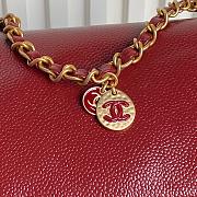 Fortok Chanel 24K Small Flap Bag Grain Shiny Calfskin Red AS5182 15.5x32.5x5cm - 5