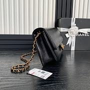 Fortok Chanel 24K Small Flap Bag Grain Shiny Calfskin Black AS5182 15.5x32.5x5cm - 3
