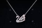 Fortok Swarovski White Swan Beating Heart Clavicle Necklace - 1