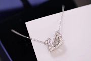 Fortok Swarovski White Swan Beating Heart Clavicle Necklace - 5
