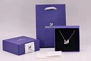 Fortok Swarovski White Swan Beating Heart Clavicle Necklace - 3