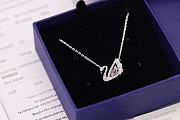 Fortok Swarovski White Swan Beating Heart Clavicle Necklace - 2